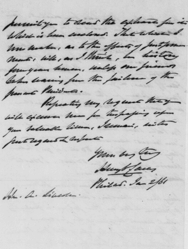 Carey Letter, Jan. 2, 1861, Page 4